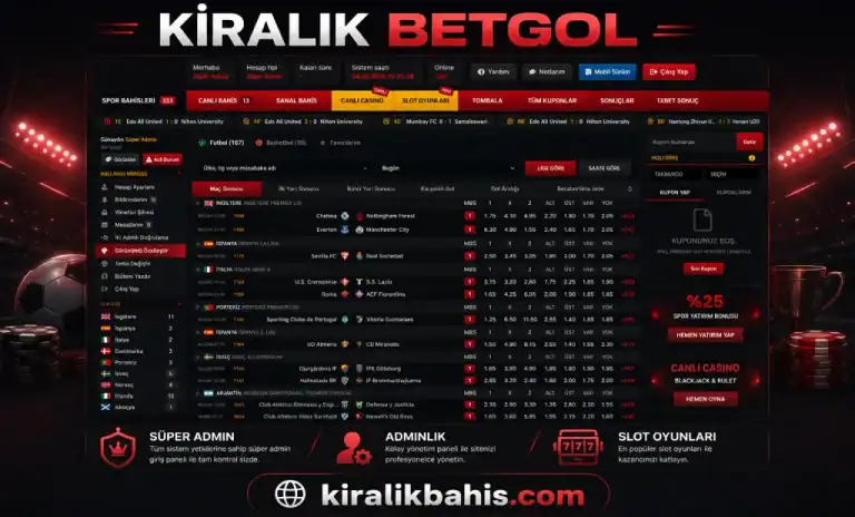 Betgol Kirala 1 Betgol kirala — kapalı devre spor bahisleri ve casino admin paneli genel görünümü